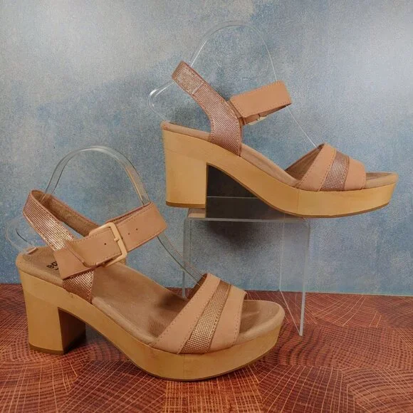 Earth Oak Chestnut Suede Platform Sandals Size 9 Dusty Pink - Picture 1 of 7